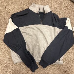 American Eagle Outfitters Navy and Gray Colorblock Sweatshirt